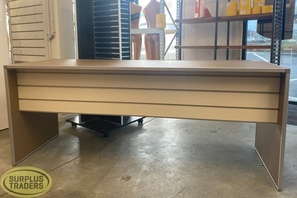 Long Desk with Slatwall Cover