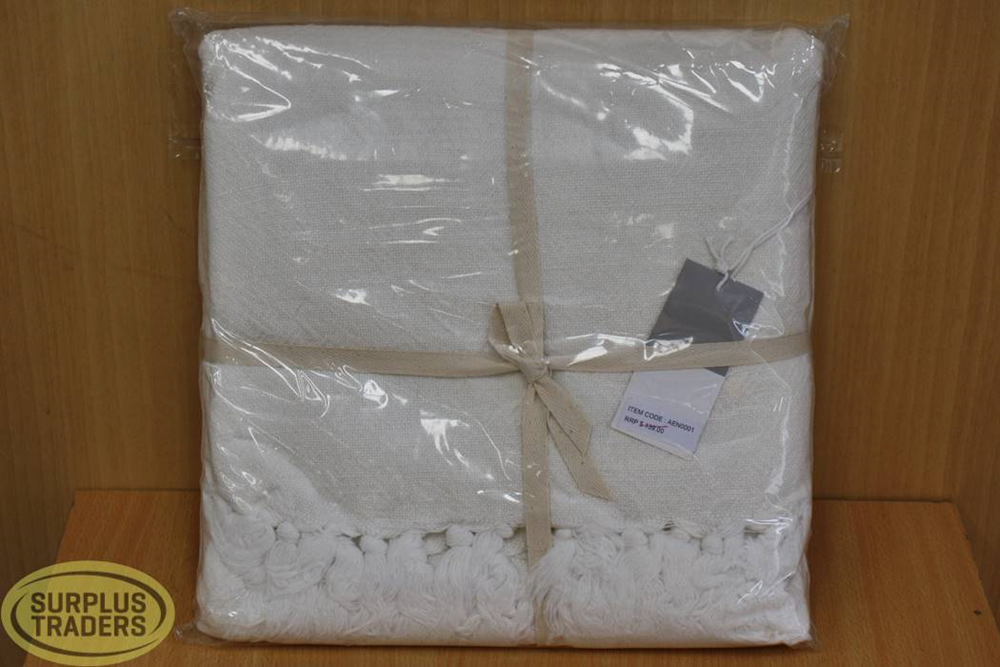 Leila Linen Throw Ivory