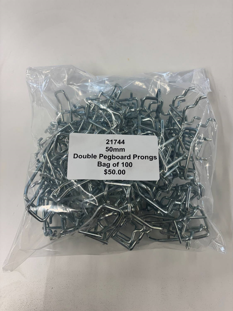 50mm Double Pegboard Prong Ba