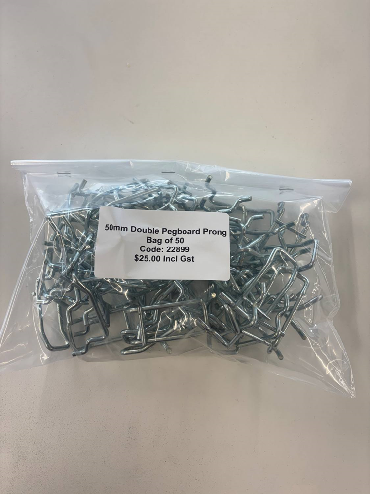 50mm Double Pegboard Prong Ba
